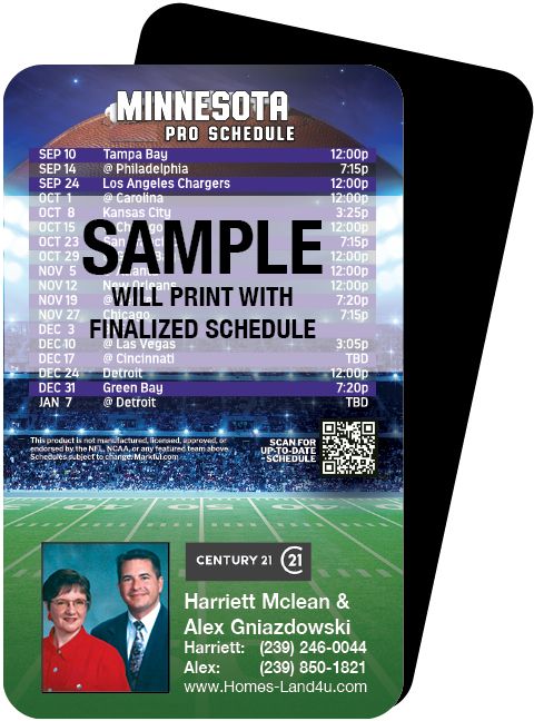 Magnetic Business Card Real Estate Football Schedules  |Realtor Tools